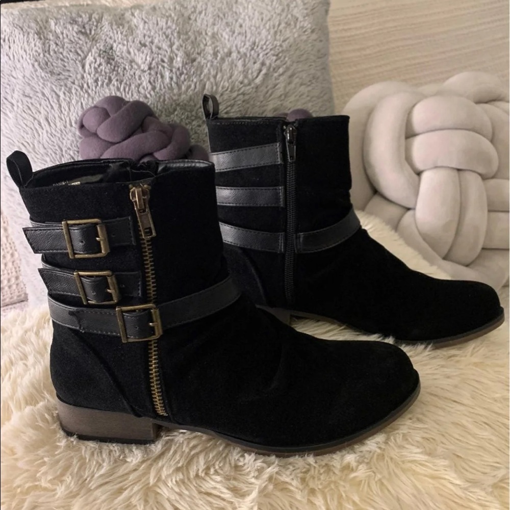 Combat Style Ankle Boots with Buckles